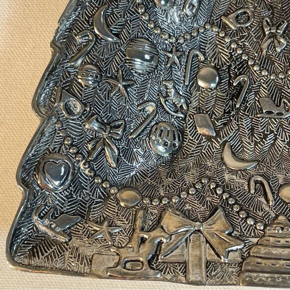 Vintage Silver Plated Christmas Tree Small Dish, Tray/ Candy/Nuts/Trinkets/Bulbs - Picture 6 of 16